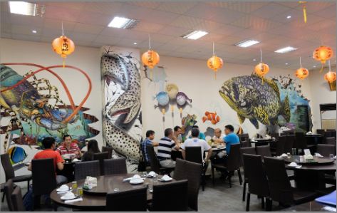 德宏海鲜餐厅墙体彩绘